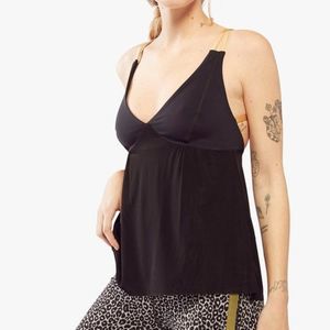 Fierce & Regal Women Black Criss Cross Strappy Sleek Tank Cami Top Sz M NWT